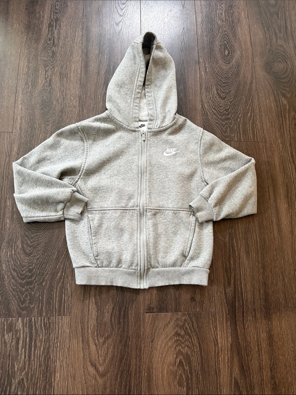 Nike Kids Light Gray Full-Zip Hooded Sweatshirt
